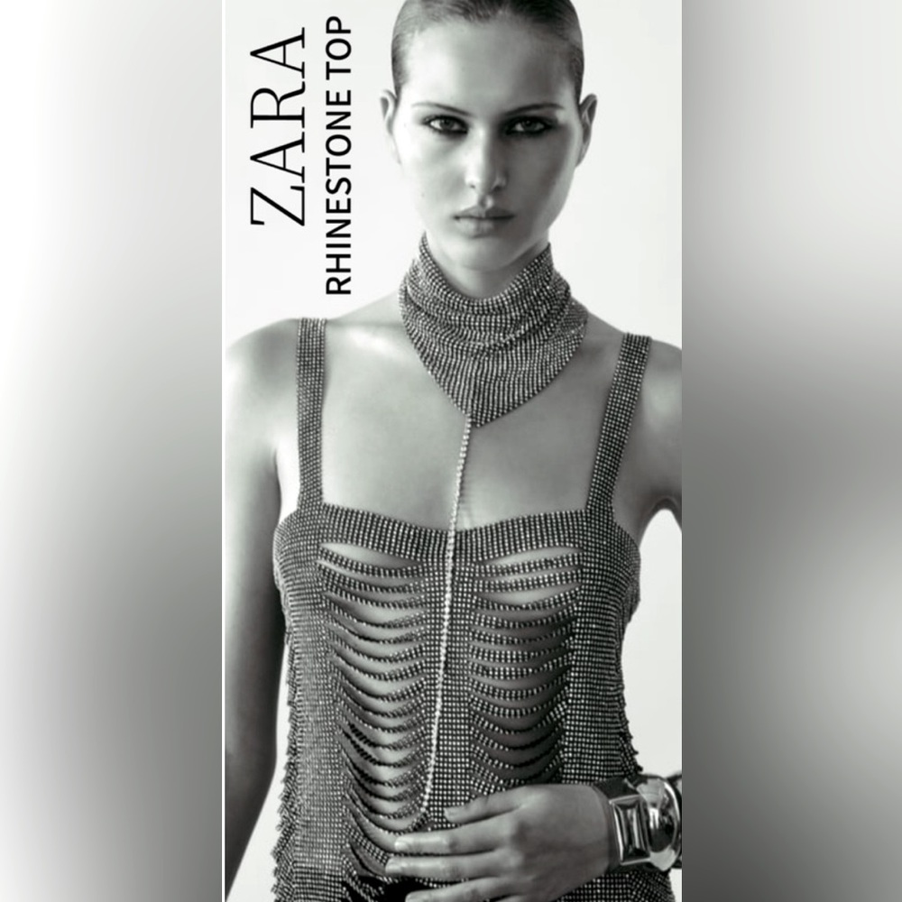 Zara Woman Chainmail Jewel Beaded Tank Top